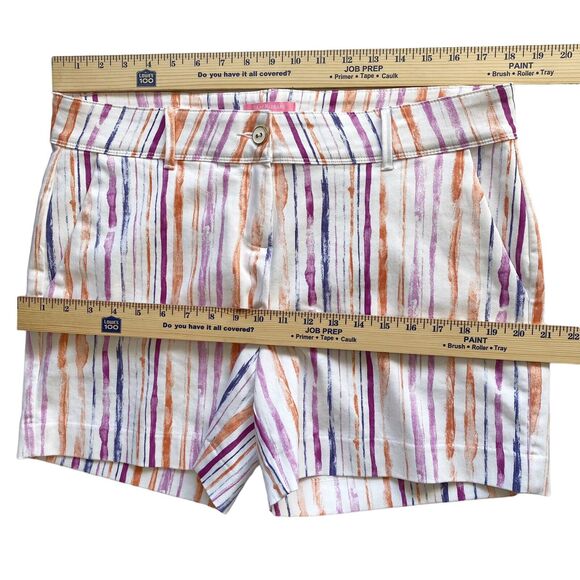 Isaac Mizrahi Shorts Womens Size 12 Striped White Multi-Colored Stretch 4” Insea - Picture 9 of 9